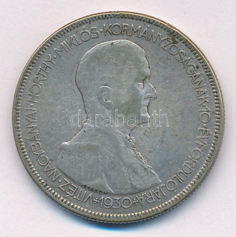 1930. 5P Ag 'Horthy jobbra' T:3 patina Adamo P8