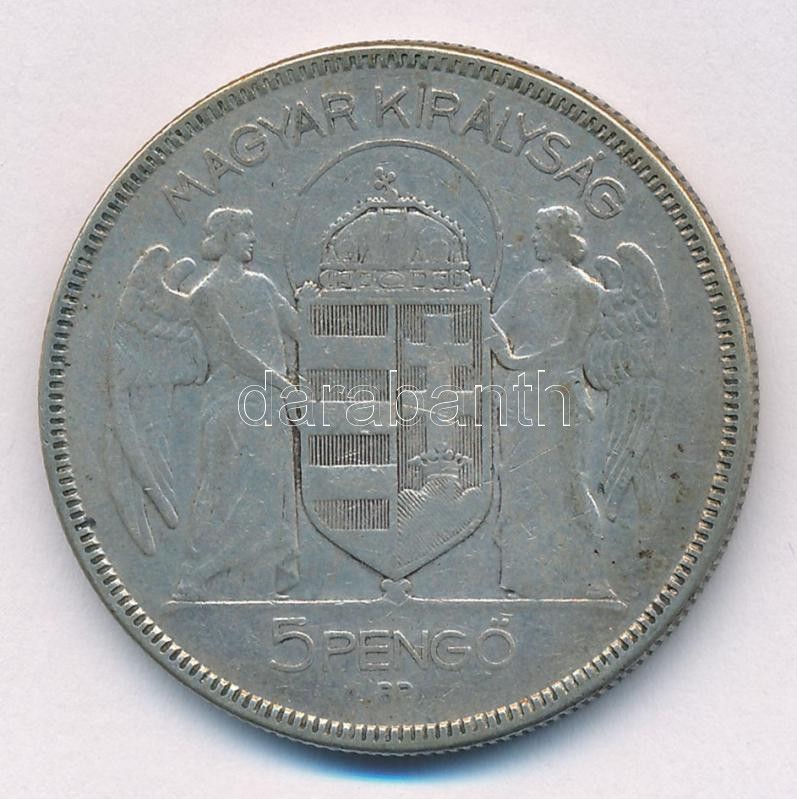 1930. 5P Ag 'Horthy jobbra' T:3 patina Adamo P8 - Image 2
