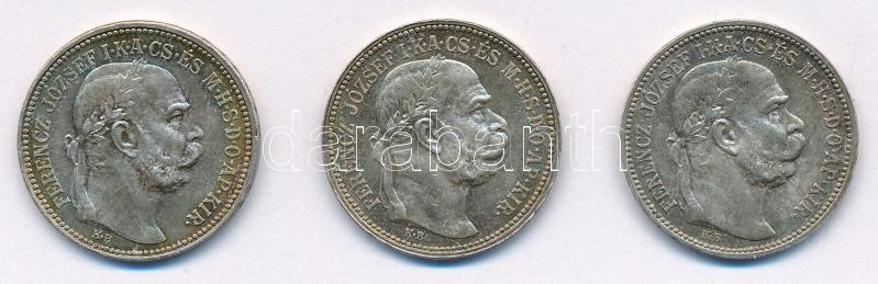 1915KB 1K Ag 'Ferenc József' (3x) T:1-,2 patina Adamo K5.1
