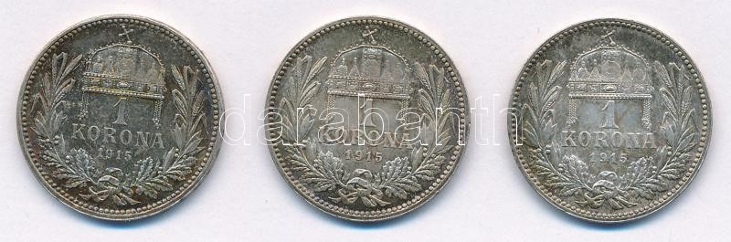 1915KB 1K Ag 'Ferenc József' (3x) T:1-,2 patina Adamo K5.1 - Image 2