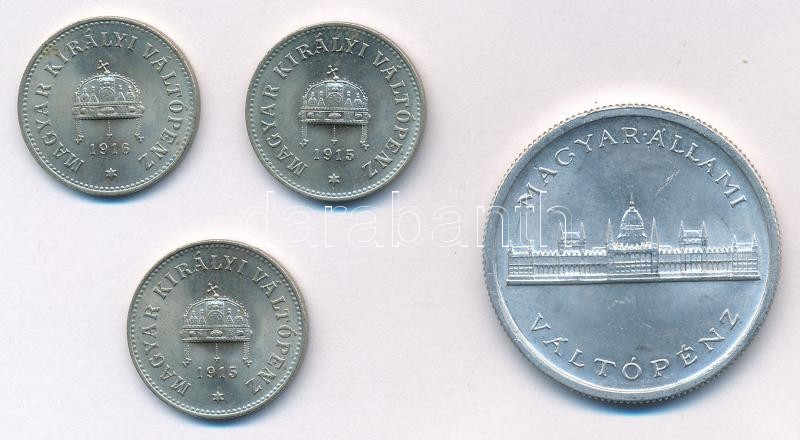 1915-1916. 10f Cu-Ni-Zn (3x) + 1945. 5P Al 'Parlament' T:1- - Image 2