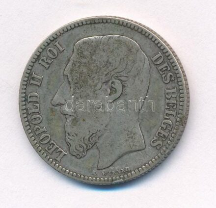 Belgium 1867. 2Fr Ag 'II. Lipót' francia körirat T:3 Belgium 1867. 2 Francs Ag 'Leopold II' french legend C:F Krause KM#30