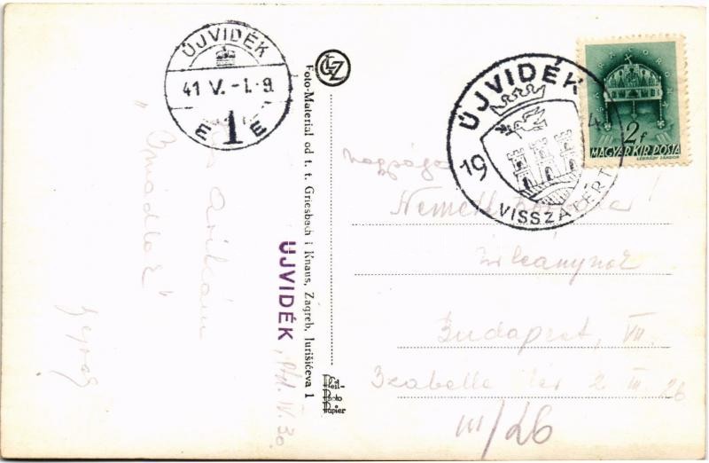 Újvidék, Novi Sad; Városháza, villamos / town hall + '1941 Újvidék visszatért' So. Stpl. - Image 2