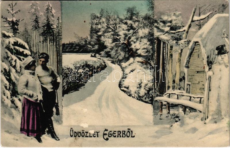 Eger télen. Baross nyomda kiadása. Art Nouveau (felületi sérülés / surface damage)