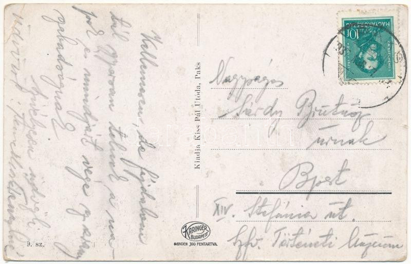 1937 Paks, Dunakorzó, úszó hajómalom. Kiss Pál utóda kiadása (kis szakadás / small tear) - Image 2