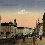 1915 Kolozsvár, Cluj; Vashíd, Wertheimer üzlete / street view, shops, bridge + 'Permanenter Krankenzug No. 24. Der Kommandant' (kis szakadás / small tear)