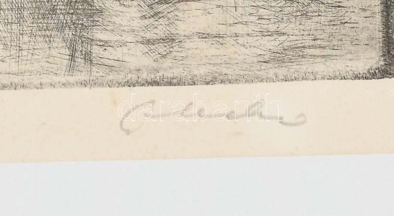 Gy. Molnár István (1933-2010): Kis sziget. Rézkarc, papír, jelzett. Apró foltokkal. Paszpartuban. 18x28,5 cm - Image 2