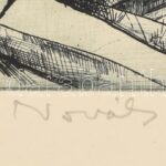 Novák Lajos (1927-1989): Tél (Dunakanyar). Rézkarc, papír, jelzett, kartonra kasírozva, 29×39 cm - Image 2