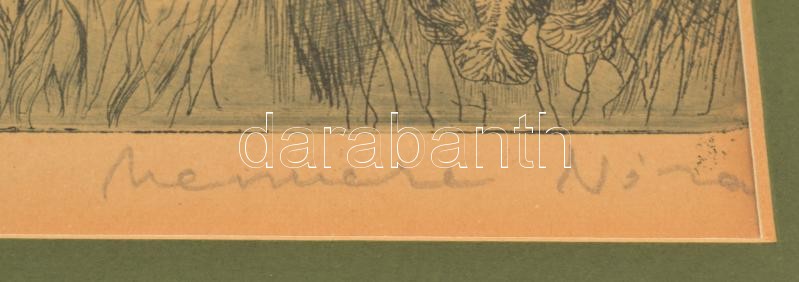 Mermeze Nóra (1938-): Májusi délután. Rézkarc, papír, Jelzett. Üvegezett fakeretben. 21x29,5 cm - Image 2