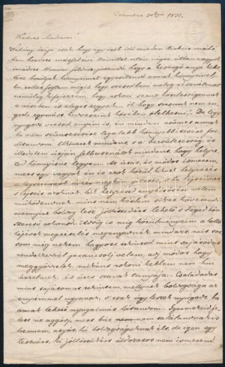 Érdekes 1848-as dokumentum: 1852 Csiky Sándor (1805-1892) nemzetőrparancsnok, politikus, egri polgármester, akit 1848-as tevékenysége miatt halálra ítéltek, majd az ítéletet várfogságra változtatták. Fogva tartása helyére Kufstein