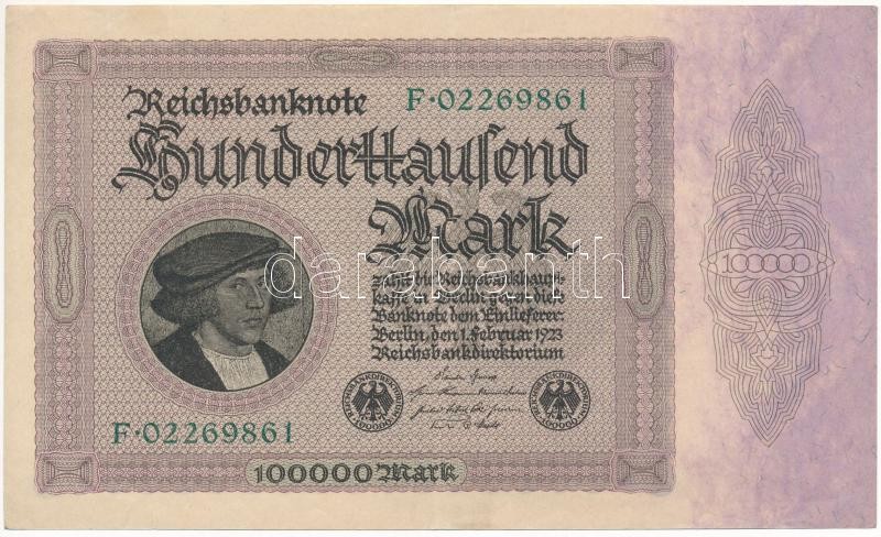 Németország / Weimari Köztársaság 1923. 100.000M T:II- Germany / Weimar Republic 1923. 100.000 Mark C:VF Krause P#83