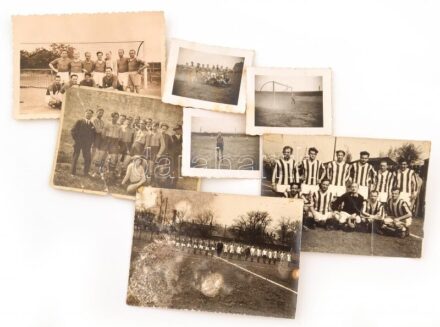 cca 1950 Régi idők focija, 7 db fotó, vegyes méretben és állapotban