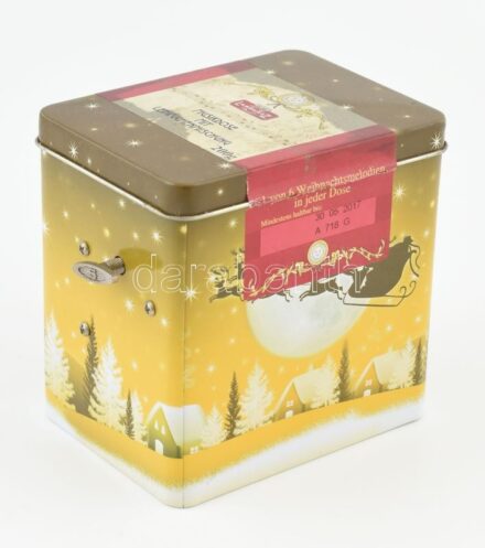 Zenélős süteményes pléh doboz, 9x12x12