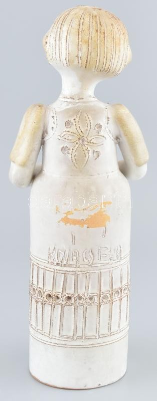 Kovács Éva (1938-): Paraszt. Mázas kerámia. Jelzett. Kopásokkal. m: 30 cm - Image 2