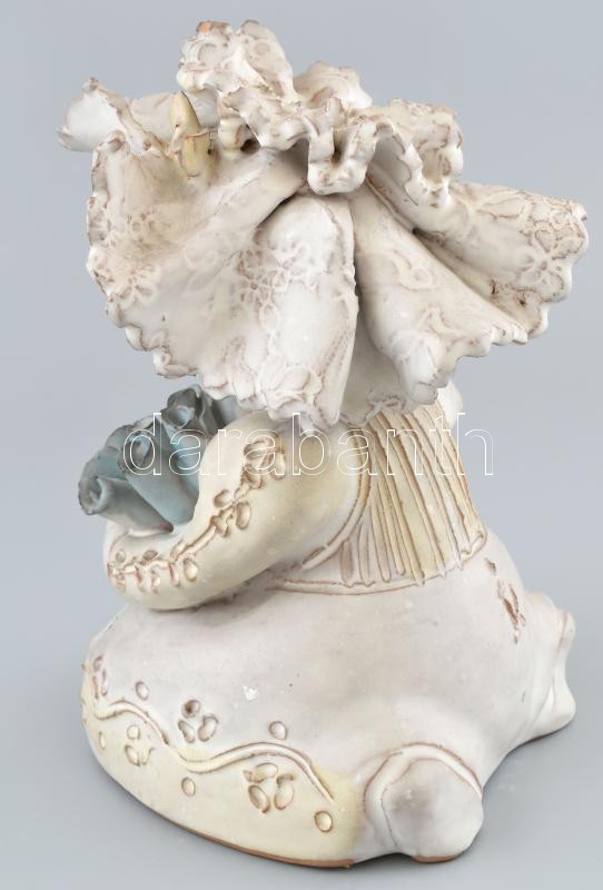Kovács Éva (1938-): Tulipános lány. Mázas kerámia. Jelzett. minimális csorbákkal. m: 22 cm - Image 2