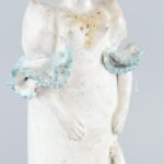 Kovács Éva (1938-): Anya gyermekével. Mázas kerámia. Jelzett. minimális csorbákkal. m: 40 cm