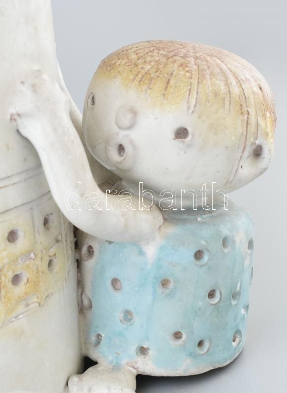 Kovács Éva (1938-): Anya gyermekével. Mázas kerámia. Jelzett. minimális csorbákkal. m: 40 cm - Image 4