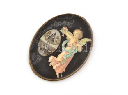 cca 1910 Mária Gyüdi emlék, üveg, kopott, 12,5x10cm