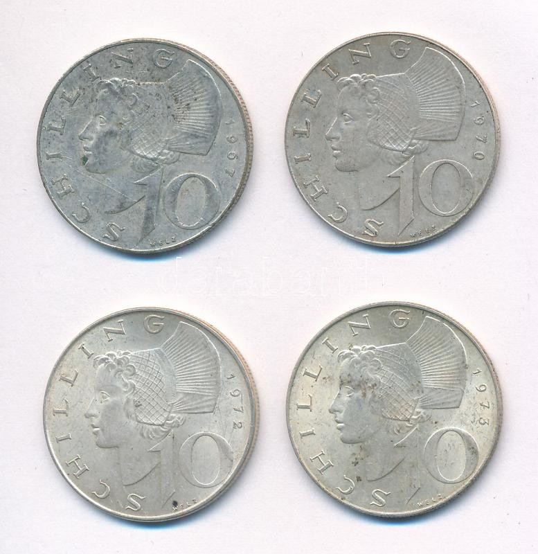 Ausztria 1967-1973. 10Sch Ag (4xklf) T:2 kis patina Austria 1967-1973. 10 Schilling Ag (4xdiff) C:XF small patina Krause KM#2882