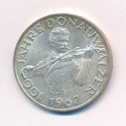Ausztria 1967. 50Sch Ag '100 éves a Kék Duna keringő' T:1- kis patina Austria 1967. 50 Schilling Ag 'Centennial of the Blue Danube Waltz' C:AU small patina Krause KM#2902
