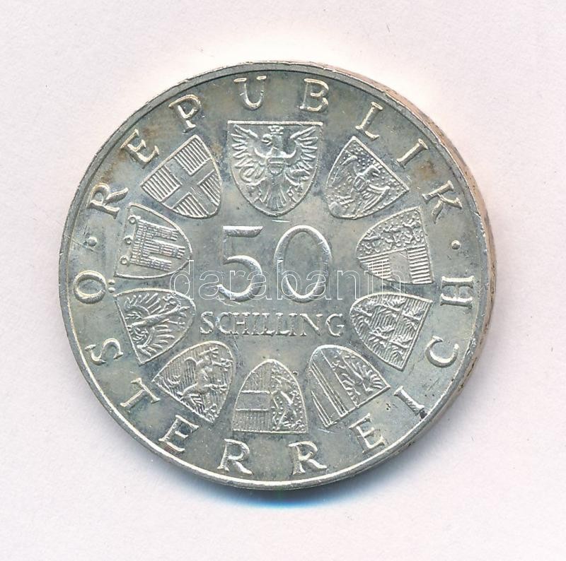 Ausztria 1967. 50Sch Ag '100 éves a Kék Duna keringő' T:1- kis patina Austria 1967. 50 Schilling Ag 'Centennial of the Blue Danube Waltz' C:AU small patina Krause KM#2902 - Image 2