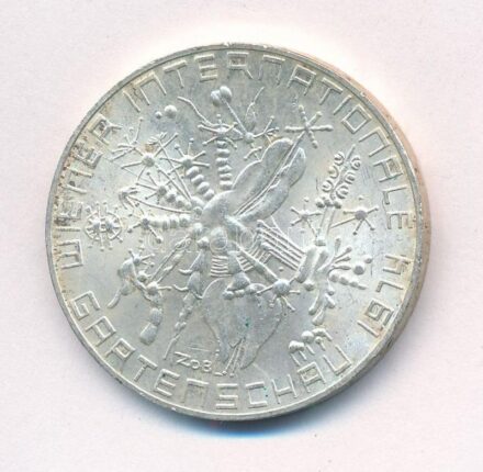 Ausztria 1974. 50Sch Ag 'Bécsi Nemzetközi Kertészeti Kiállítás' T:1- kis patina Austria 1974. 50 Schilling Ag 'Vienna International Flower Show' C:AU small patina Krause KM#2919