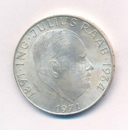 Ausztria 1971. 50Sch Ag 'Julius Raab' T:1- patina Austria 1971. 50 Schilling Ag 'Julius Raab' C:AU patina Krause KM#2911