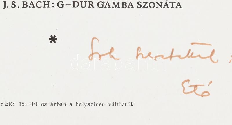 1978 Láng Etelka zongoraművész aláírása meghívón - Image 2