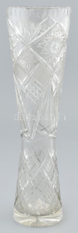 Ólomkristály váza, kopásnyomokkal, m: 29,5 cm
