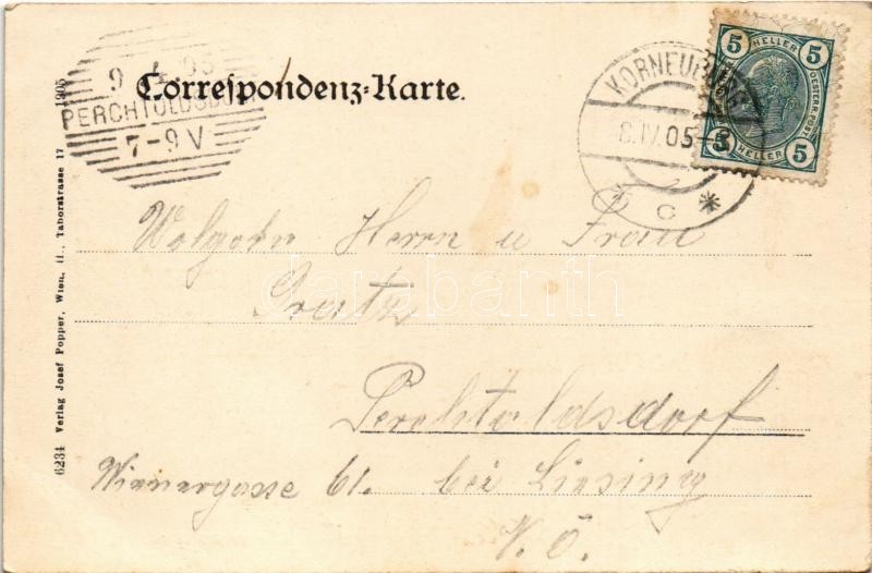 1905 Korneuburg, Hauptplatz / main square, town hall, market (fl) - Image 2