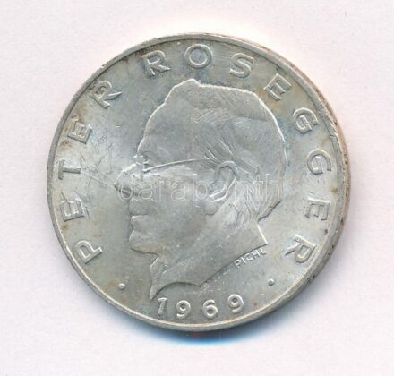 Ausztria 1969. 25Sch Ag 'Peter Rosegger' T:1- patina Austria 1969. 25 Schilling Ag 'Peter Rosegger' C:AU patina Krause KM#2905
