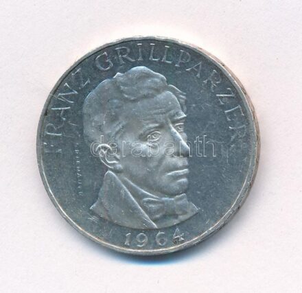 Ausztria 1964. 25Sch Ag 'Franz Grillparzer' T:1-,2 (eredetileg PP) Austria 1964. 25 Schilling Ag 'Franz Grillparzer' C:AU,XF (originally PP) Krause KM#2895.1