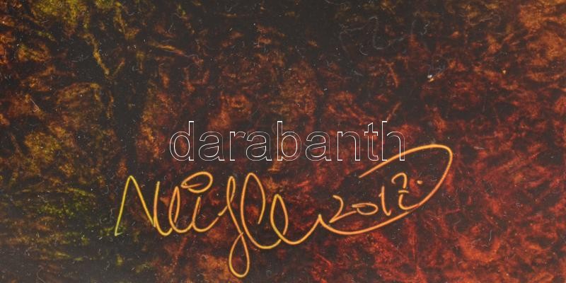 Faragó Miklós (1947-): Fauna, 2017. Olaj, farost. Jelzett. Hátoldalán autográf felirattal. Üvegezett fakeretben. 60x100 cm. KIZÁRÓLAG SZEMÉLYES ÁTVÉTEL, NEM POSTÁZZUK! / ONLY PERSONAL COLLECTION AT OUR OFFICE. - Image 2