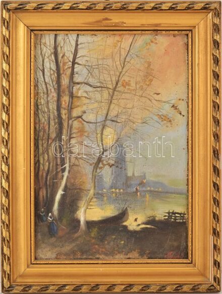 Hajdú jelzéssel: Katedrális. Olaj, vászon. Sérült! 35x23,5cm