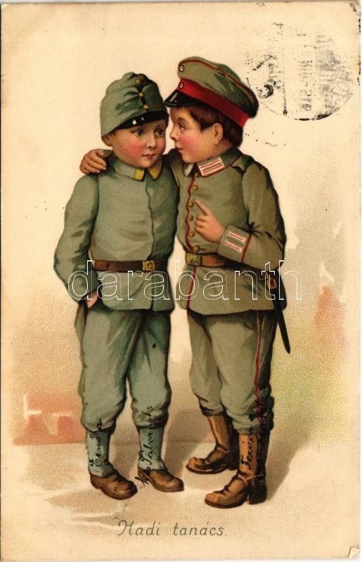 1916 Hadi tanács / WWI German and Austro-Hungarian K.u.K. military, boys in soldiers' uniform. litho (EK)