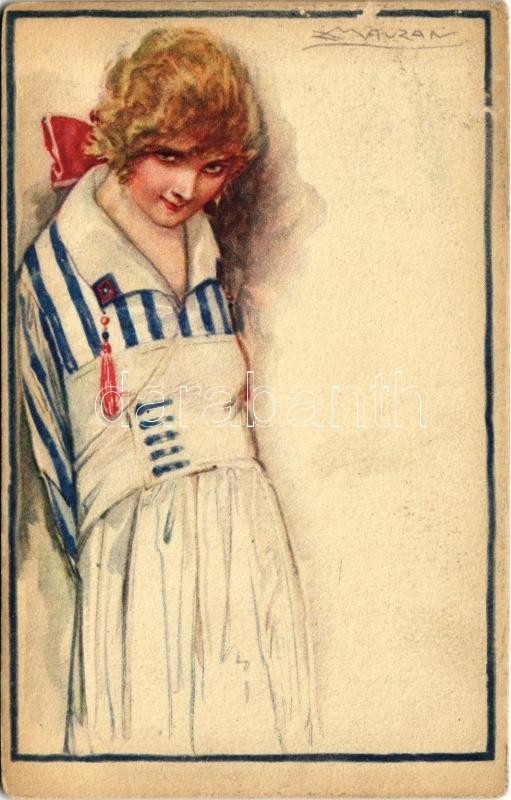 Italian lady art postcard. 321-5. s: Mauzan (EK)