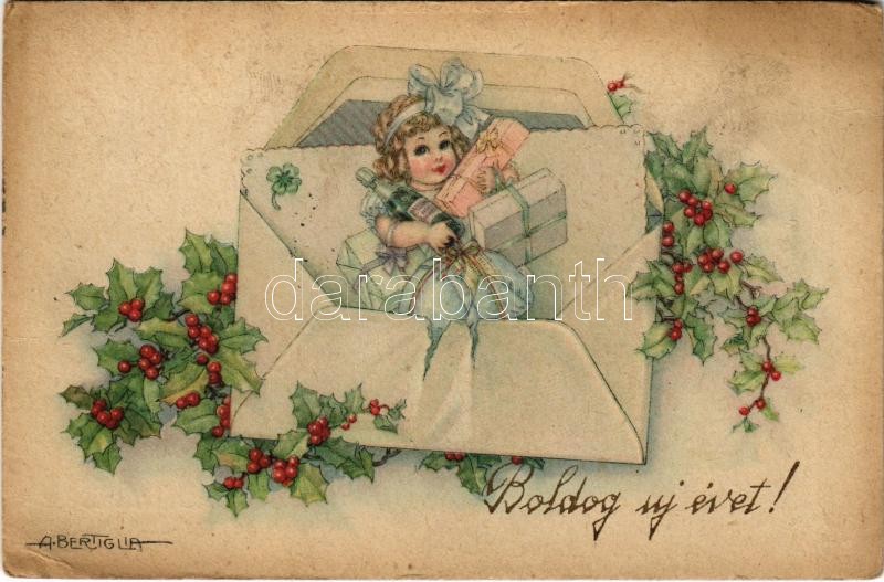 1948 Boldog Újévet! / New Year greeting art postcard s: A. Bertiglia (EK)