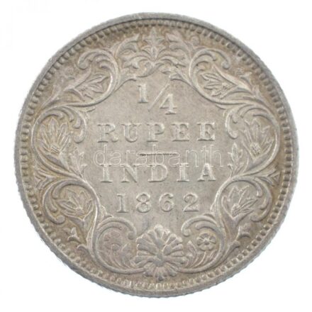 Brit-India 1842. 1/4R Ag 'Viktória' (2,92g) T:1-,2 British India 1842. 1/4 Rupee Ag 'Victoria' (2,92g) C:AU,XF Krause KM#470