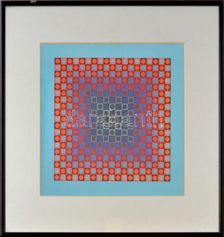 Vasarely print üvegezett keretben 26x26 cm