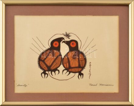 Ausztrál benszülött rajz (nyomat) 20x17 cm Keretben.