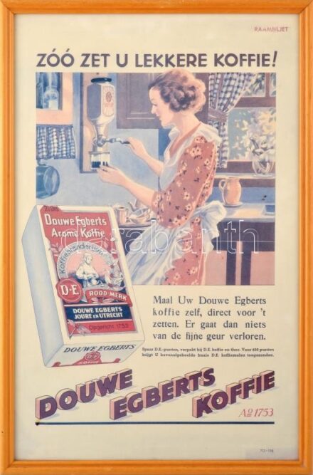 Régi kávé reklám plakát reprintje keretben 40x60 cm