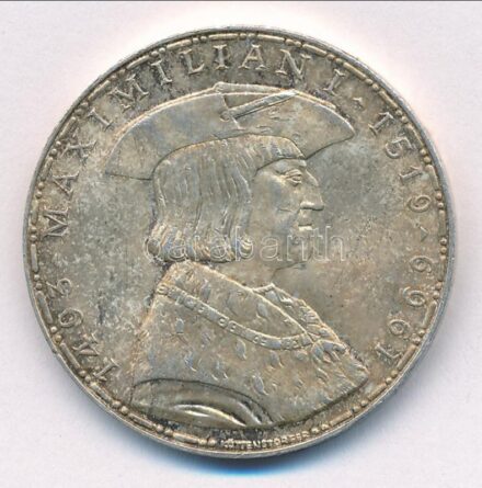 Ausztria 1969. 50Sch Ag 'I. Maximilian halálának 450. évfordulója' T:2,2- patina, ph Austria 1969. 50 Schilling Ag '450th Anniversary of the Death of Maximilian I' C:XF,VF patina, edge error Krause KM#2906