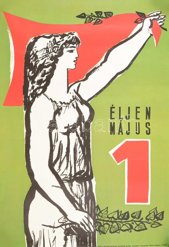 cca 1980 Május 1. plakát 48x34 cm