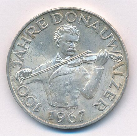 Ausztria 1967. 50Sch Ag '100 éves a Kék Duna keringő' T:1-,2 patina, karc, kis ph Austria 1967. 50 Schilling Ag 'Centennial of the Blue Danube Waltz' C:AU,XF patina, scratch, small edge error Krause KM#2902