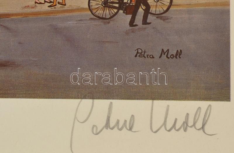 Petra Moll (1921-1989): Vasárnap. Ofszet, papír, jelzett. Üvegezett keretben 18x19 cm - Image 2