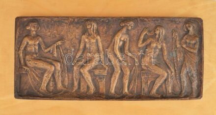Pató Róza (19349: Női aktok. Bronz fali relief. Fa alapon. 35x17 cm