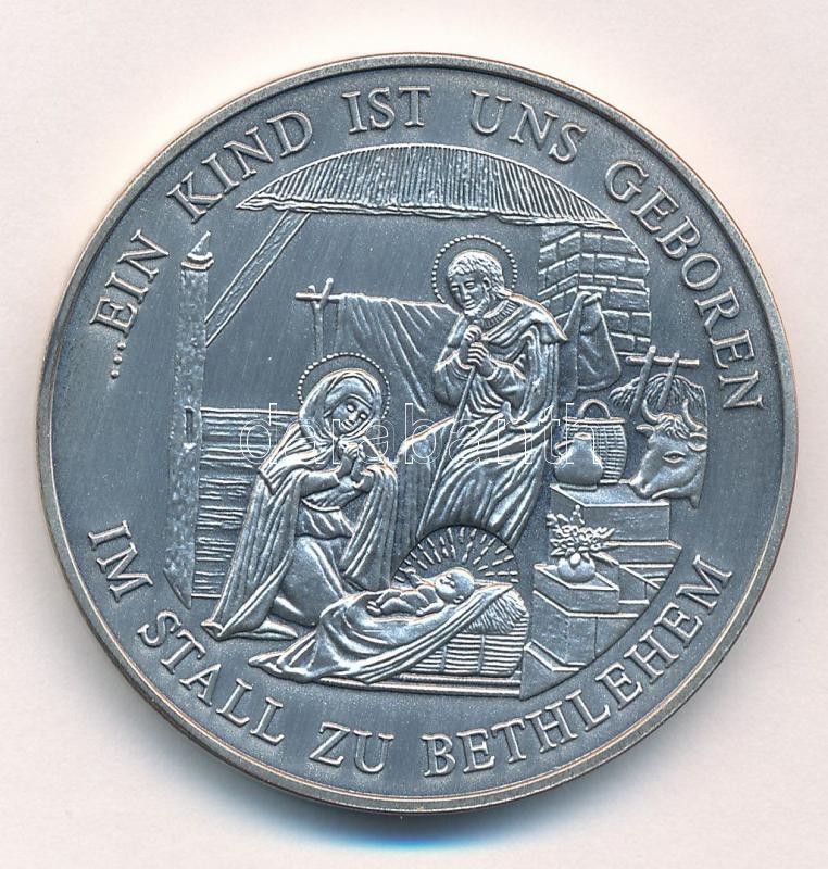 Németország DN 'Jézus Krisztus születése Betlehemben' kétoldalas, ezüstözött bronz emlékérem (40mm) T:1 Germany ND 'The birth of Jesus Christ in Betlehem' two-sided, silvered bronze medallion (40mm) C:UNC
