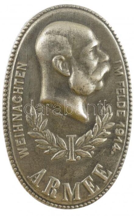 Osztrák-Magyar Monarchia 1914. 'I. Hadsereg - Karácsony a fronton 1914' fém jelvény, 'GUSTAV GURSCHNER' gyártói jelzéssel (41x27mm) T:1- Austro-Hungarian Monarchy 1914. 'I. Armee - Weihnachten im Felden 1914' metal badge, with 'GUSTAV