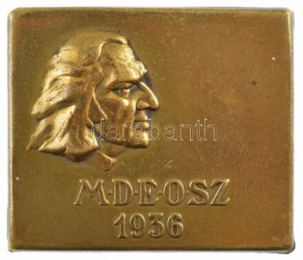 1936. 'MDEOSZ (Magyar Dalos Egyesületek Országos Szövetsége) - Liszt Ferenc' egyoldalas fém lemezjelvény (30x35mm) T:2 patina