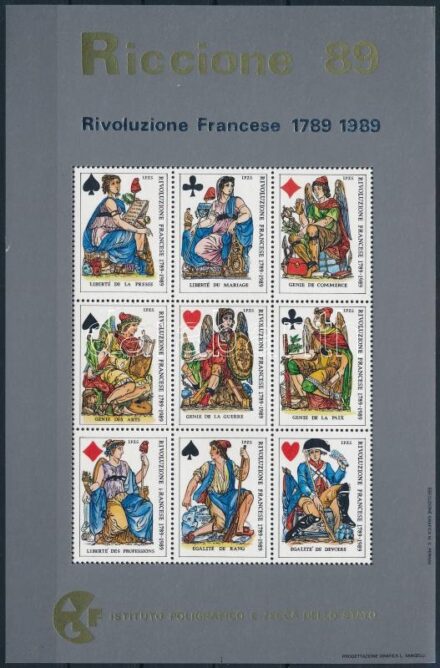 Francia forradalom, kártyalapok olasz emlékív
